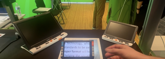 screenshot of digital handheld magnifiers being shown at Irie-AT booth at 2024 ATIA Conference